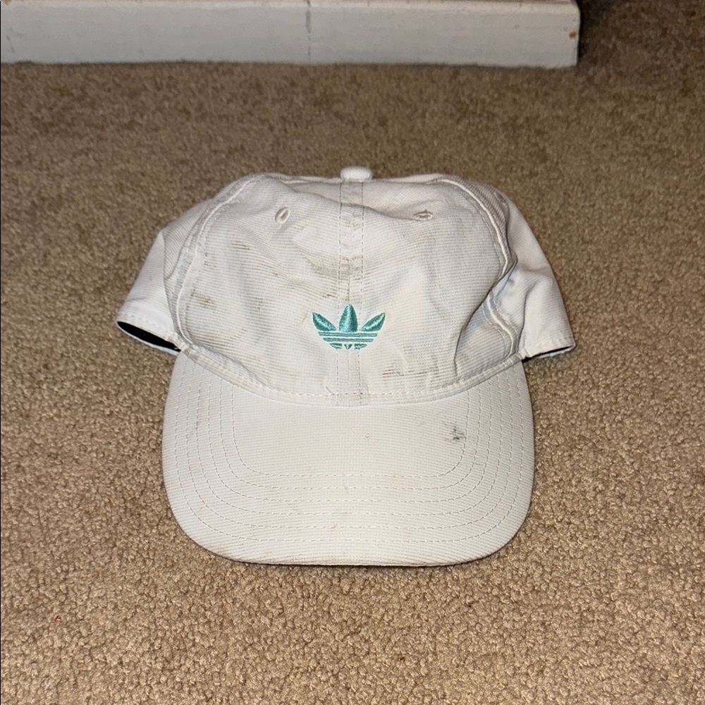 Adidas White Cap with Teal Logo